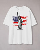 Flag and Statue of Liberty graphic T-shirt