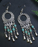 Bohemian Ethnic Blue Gemstone Tassel Earrings