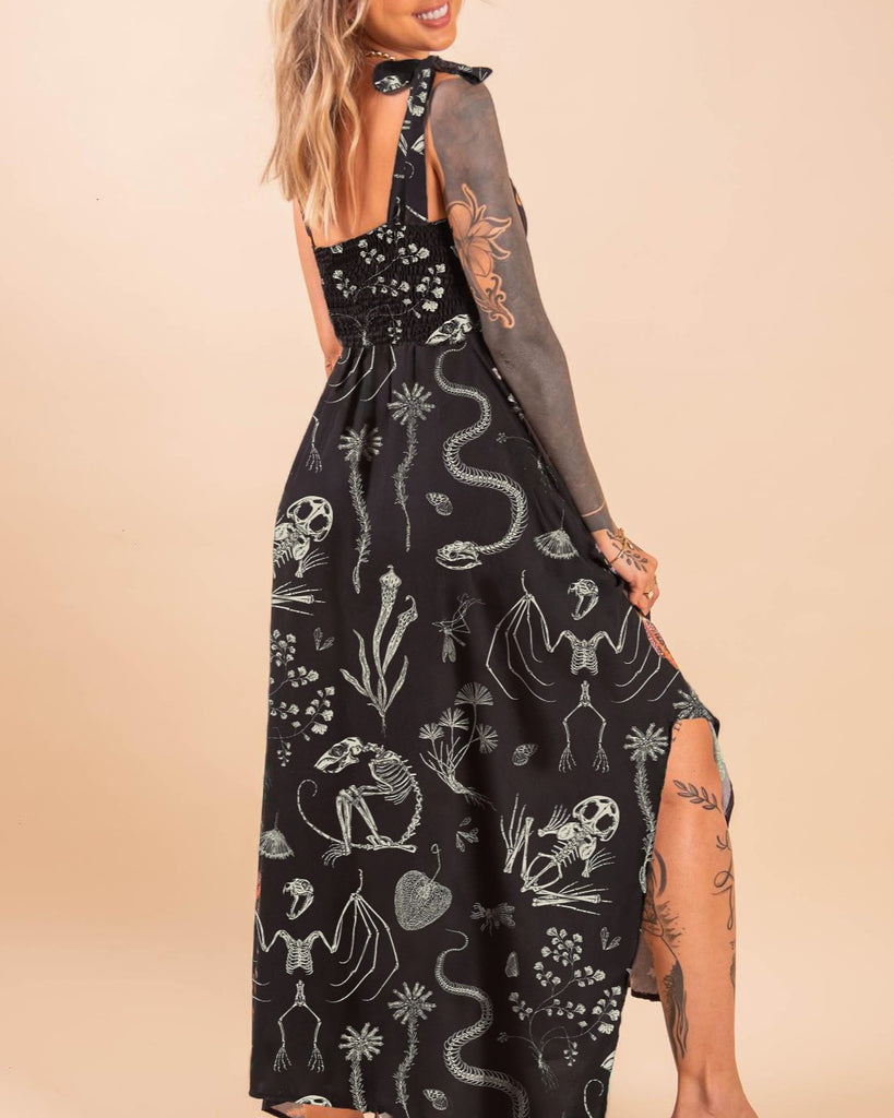 Fantastic Animal Skeleton Printed Maxi Dress – coramoon
