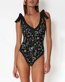 Fantastic Animal Skeleton Printed Halter One Piece