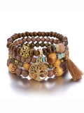 Vintage Tribal Style Multi Layer Wooden Bead Bracelet