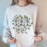 Shamrock Skull Carnival Print Crew Neck Sweatshirt