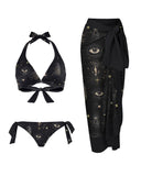 Magical Sun Eye Constellation Print Hanging Bikini Set