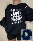 "BOO FOR NOW" Spooky Season Fluorescent Graphic Casual Pullover