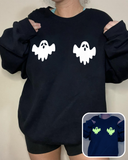 Ghost Spooky Season Fluorescent Graphic Casual Pullover