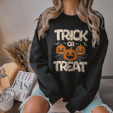 "TRICK OR TREAT" Pumpkin Devil Print Crew Neck Sweatshirt