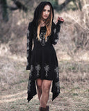 Tribal Paradise Viking Print Fitted Long Sleeve Hooded Dress