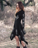 Tribal Paradise Viking Print Fitted Long Sleeve Hooded Dress