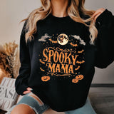 "SPOOKY MAMA "Pumpkin  Print Crew Neck Sweatshirt