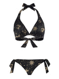 Mysterious Golden Constellation Pattern Printed Bikini Set