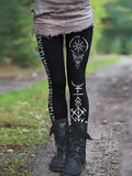 Tribal Totem Text Print Retro Leggings