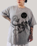 Flower Of Rebirth Sun and Snake Print Plus Size T-shirt