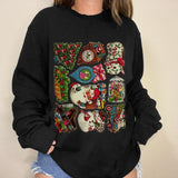 Christmas Funny Things Print Crew Neck Sweatshirt