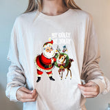 Christmas Elk "Holly Jolly" Print Crew Neck Sweatshirt