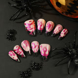 Halloween Sparkling Pink Purple Flame Spider Nail Patch