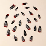 Dark Style Spider Studded With Diamonds Silver Spider Web Nail Art Piece