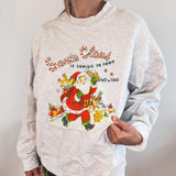 Santa Claus is coming to the town Print Crew Neck Sweatshirt