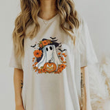 Halloween Ghost Pumpkin Bat Party Graphic Print T-shirt