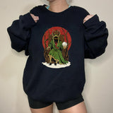 Evil Goat Snowball Print Crew Neck Sweatshirt