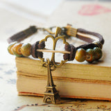 Vintage Ethnic Style Eiffel Tower Adjustable Braided Bracelet