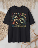 Fun Folk Art Bird And Flower Art Print T-Shirt