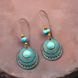 Ethnic Style Gemstone Large Steel Hoop Earrings