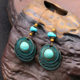 Ethnic Style Gemstone Large Steel Hoop Earrings