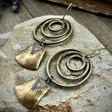 Tribal Geometric Engraved Earrings