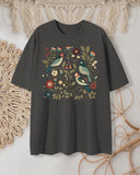 Fun Folk Art Bird And Flower Art Print T-Shirt