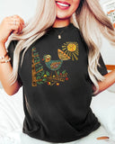 Fun Folk Art Bird And Flower Art T-shirt