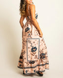 Casual Tropical Magic Garden Print  Waist  Sun Dress