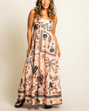 Casual Tropical Magic Garden Print  Waist  Sun Dress