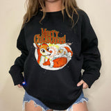 Christmas Santa Claus Cute Elk Print Crew Neck Sweatshirt