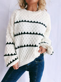 Loose-Fitting Striped Crew Neck Sweatshirt