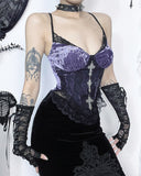 Spicy Girl With European And American Style Temperament Rose Lace Purple Suspender