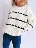 Loose-Fitting Striped Crew Neck Sweatshirt