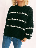 Loose-Fitting Striped Crew Neck Sweatshirt