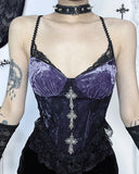 Spicy Girl With European And American Style Temperament Rose Lace Purple Suspender