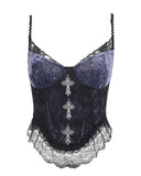 Spicy Girl With European And American Style Temperament Rose Lace Purple Suspender