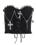 Dark Gothic Cross Chain Strapless Sling