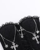 Dark Gothic Cross Chain Strapless Sling