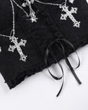 Dark Gothic Cross Chain Strapless Sling