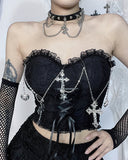 Dark Gothic Cross Chain Strapless Sling