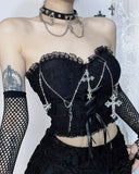 Dark Gothic Cross Chain Strapless Sling