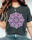 Rich In Healing  Power Purple Mandala Graphic Print T-Shirt