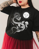 Flower Of Rebirth Sun and Snake Print Plus Size T-shirt