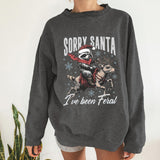 SORRY SANTA Little Raccoon Print Crew Neck Sweatshirt