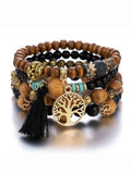 Vintage Tribal Style Multi Layer Wooden Bead Bracelet