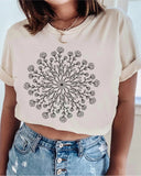 Mandala Wild Flowers Print T-shirt