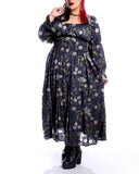 Purple Wonderland Fern Print Plus Size Chiffon Dress